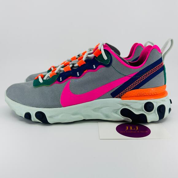 Nike Women's React Element 55 Sneakers 'Wolf Grey Multi-Color' BQ2728-006 Size 7 - Picture 5 of 11